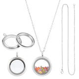 DIY Picture Photo Necklace Making Kit, Including 304 Stainless Steel Cable Chain Necklace & Flat Round Locket Pendants, Stainless Steel Color, Necklace: 450mm, 2mm