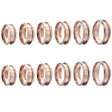 12Pcs 6 Size 304 Stainless Steel Grooved Finger Ring Settings, Ring Core Blank, for Inlay Ring Jewelry Making, Rose Gold, US Size 6 1/2~13(16.9~22.2mm), 2Pcs/size