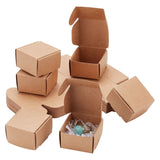 Square Folding Kraft PaperJewelry Storage Boxes, Handmade Soap Cases, BurlyWood, 4.3x4.3x2.7cm