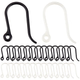 200Pcs 2 Colors Plastic Earring Hooks, Ear Wire, with Horizontal Loop, Black & White, 11x9x0.6mm, 22 Gauge, Hole: 0.9mm, 100Pcs/color