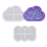 2Pcs 2 Style DIY Display Tray Silicone Molds, Resin Casting Molds, Cloud/Wavy Rectangle, White, 118~120x165~166x16~17mm, 1pc/style