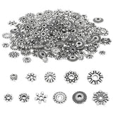 220Pcs 11 Style Tibetan Style Alloy Spacer Beads, Flower & Flat Round & Snowflake, Antique Silver, 4.5~9x1.5~2.5mm, Hole: 1.2~2mm, 20pcs/style