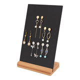 Acrylic Earring Displays, with Wood Pedestal, Rectangle, Black, 15x7x2cm