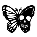 Iron Hanging Decors, Metal Art Wall Decoration, Butterfly with Skull, for Bathroom, Living Room, Home, Office, Garden, Kitchen, Hotel, Balcony, Matte Gunmetal Color, 250x300x1mm