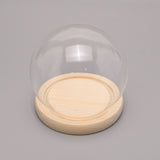 Glass Dome Cover, Decorative Display Case, Cloche Bell Jar Terrarium with Wood Base, Wheat, 115x110mm