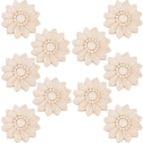 Wood Carved Onlay Applique Craft, Unpainted Onlay Furniture Home Decoration, Flower, 48~50x7.5mm