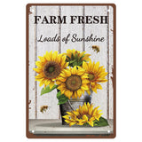 Tinplate Sign Poster, Vertical, for Home Wall Decoration, Rectangle, Sunflower Pattern, 300x200x0.5mm
