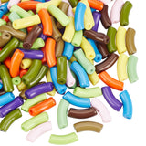 Opaque Acrylic Beads, Curved Tube, Mixed Color, 34.5x13x11mm, Hole: 3.5mm, about 155pcs/box