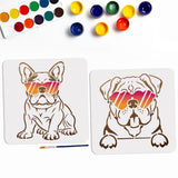 1 Set Autumn Theme PET Hollow Out Drawing Painting Stencils, with 1Pc Art Paint Brushes, Dog, Painting Stencils: 300x300mm, 2pcs/set