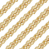 Polyester Braided Lace Ribbons, DIY Crafts, for Curtain, Clothing, Sofa Decoration, Wave Pattern, Gold, 5/8 inch(15mm), about 12.58 Yards(11.5m)/Roll