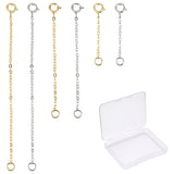 6Pcs 6 Style 925 Sterling Silver Chain Extender, with Clasps & Curb Chains, Platinum & Golden, 32~78mm, Links: 2x1.5x0.1mm, Clasps: 8x5.5x1mm, Ring: 3x0.6mm, Hole: 2mm, 1pc/style