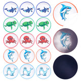 Round Dot PVC Potty Training Toilet Color Changing Stickers, Reusable Potty Targets Color Changing Pee Target for Kid Training, Sea Animal, 70x0.3mm