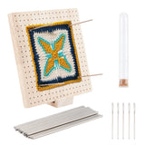 Square Wooden Crochet Blocking Board, Knitting Positioning Plate, with Pins, Needle, Base, Blanched Almond, 23.5x23.5x2cm