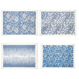 4 Style Paper Ceramic Decals, Pottery Ceramics Clay Transfer Paper, Underglaze Flower Paper, Blue and White Porcelain Style, Mixed Patterns, 52.5~53.3x37.5~38x0.003~0.01cm