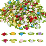 200Pcs 10 Colors Polyester Rose Ornaments, for DIY Hair Accessories, Clothing Decoration, Costume, Mixed Color, 27.5~29x14~16x7.5mm, 20pcs/color