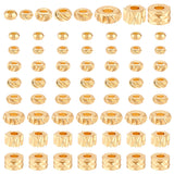 80Pcs 8 Styles Rack Plating Brass Spacer Beads, Long-Lasting Plated, Column & Flat Round & Rondelle, Mixed Shapes, Real 18K Gold Plated, 3~5.7x1.5~3mm, Hole: 1.4~2mm, 10pcs/style