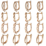 16Pcs 4 Styles Triangle & Heart & Leaf & Curb Chains Shape Brass Hoop Earring Findings with Latch Back Closure, with Horizontal Loop, Real 18K Gold Plated, 18.5~19x4.5~8.5x11.5~13.5mm, Hole: 1.2~1.4mm, Pin: 1x0.8mm, 4Pcs/style