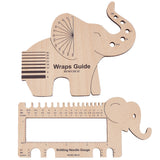 1 Set Elephant Shape  Wooden Knitting Needle Gauge & Yarn Wrap Guide Board, Wheat, 77~128x150~168x5mm, 2pcs/set