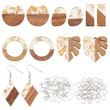 DIY Earring Making, with Resin & Wood Pendants, Iron Jump Rings & Earring Hooks, Mixed Shapes, Mixed Color, 7.4x7.2x1.7cm