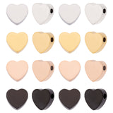 16Pcs 4 Colors 304 Stainless Steel Beads, Heart, Mixed Color, 8.5x9x3mm, Hole: 1.8mm, 4pcs/color