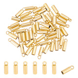 50Pcs 304 Stainless Steel Cord Ends, End Caps, Column, Golden, 8x2.5mm, Hole: 1.5mm, Inner Diameter: 2mm