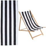 Stripe Pattern Chair Canvas Cloth, Beach Chair Cloth Replacement Supplies, Black, 1130x432x1mm