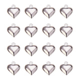 Silver Brass Heart Shape Charms Nickel Free Size 13x11.5x4.5mm for Jewelry Making, about 50pcs/bag