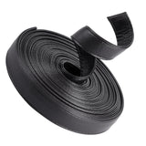 Flat PU Imitation Leather Cord, for Bag Decor, Black, 20x2~2.5mm