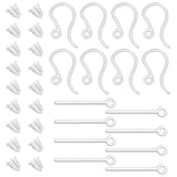 200Pcs Plastic Earring Hooks, with 200Pcs PVC Stud Earring Findings, with Horizontal Loops & 400Pcs Plastic Ear Nuts, WhiteSmoke, 13~15x2~8.5mm, Hole: 0.8~1.2mm, 20 Gauge, Pin: 0.9mm