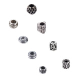 304 Stainless Steel European Beads, Large Hole Beads, Mixed Shapes, Antique Silver, 6.8x5.2x1.1cm, 8pcs/box