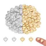 200Pcs 2 Style 201 & 304 Stainless Steel Charms, Heart, Golden & Stainless Steel Color, 100pcs/style