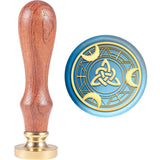 Brass Wax Seal Stamp with Handle, for DIY Scrapbooking, Trinity Knot Pattern, 89x30mm