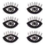 Evil Eye Shape Appliques, Cloth & Rhinestone Handicraft Appliques, Costume Hat Bag Ornament Accessories, Black, 60x79x7.5mm