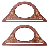 Oakwood Bag Handles, with Carve Patterns, Triangle, Bag Replacement Accessories, Coconut Brown, 11.7x24.8x0.9cm, Hole: 0.6x20.2cm