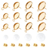 DIY Earring Making Kit, Including 72Pcs 9 Style Transparent Glass Cabochons, 304 Stainless Steel Stud Earring Settings, Iron Ear Nuts, Golden, Cabochons: 9.5~14x3~4mm, 6pcs/style