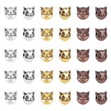 Tibetan Style Alloy Kitten Beads, Cat Head, Lead Free & Cadmium Free, Mixed Color, 8x8x5mm, Hole: 2mm, 3 colors, 120pcs/box