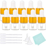 Empty Glass Dropper Bottles, for Essential Oils Aromatherapy Lab Chemicals, with Disposable Plastic Transfer Pipettes and Mini Transparent Plastic Funnel Hopper, Clear, 38x16mm