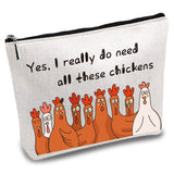 Custom Polycotton Canvas Stroage Bags, Metal Zipper Pouches, Rectangle, Rooster Pattern, 18x25cm