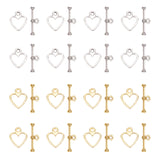 Tibetan Style Alloy Toggle Clasps, Lead Free & Cadmium Free, Heart, Antique Silver & Golden, Heart: 14x12mm, Bar: 19mm, Hole: 1.5mm, 2 colors, 100s ets/color, 200 sets/box