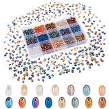1050Pcs 15 Color Electroplate  Glass Beads, Oval, Mixed Color, 6.5x4.5mm, Hole: 1mm, 70pcs/color