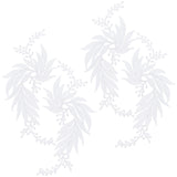 4Pcs 2 Style Leaf Computerized Embroidery Cloth Iron on/Sew on Patches, Costume Accessories, Appliques, White, 170x80x0.8mm, 2pcs/style