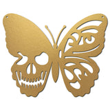 Iron Hanging Decors, Metal Art Wall Decoration, Butterfly with Skull, for Living Room, Home, Office, Garden, Kitchen, Hotel, Balcony, with Wall Anchor & Screw, Golden, 200x160x1mm