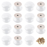 Wood Drawer Knobs, for Home, Cabinet, Cupboard and Dresser, White, 1x1-1/4 inch(25x33mm), Hole: 4mm