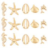 25Pcs 5 Style 304 Stainless Steel Pendants, Mixed Shapes, Golden, 14~26.5x10~20.5x2.5~4mm, Hole: 0.8~16mm, 5pcs/style