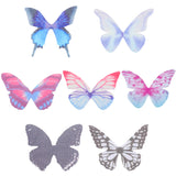 70pcs 7 colors Fibre Tulle Ornament Accessories, Craft Organza Butterfly, Mixed Color, 48x41x0.5mm, 10pcs/color