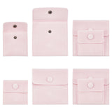 8Pcs 2 Style Square Velvet Jewelry Bags, with Snap Fastener, Pink, 7~10x7~10cm, 4pcs/style