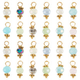 144Pcs 12 Color Electroplate Glass Charms, Faceted Rondelle, with Golden Tone Brass Loops, Mixed Color, 13x6x6mm, Hole: 2.5~3mm, 12Pcs/color