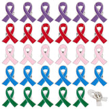 30Pcs 5 Colors Awareness Ribbon Enamel Pin, Platinum Alloy Brooch for Backpacks Clothes Jackets Hats, Mixed Color, 26x21x1.5mm, Pin: 1mm, 6pcs/color