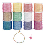 12 Rolls 12 Colors Polyester Braided Thread, Mixed Color, 0.8mm, about 27.34 Yards(25m)/Set, 1 color/roll