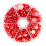 1Box ABS Plastic Imitation Pearl Dome Cabochons, Half Round, Red, 4~12x2~6mm, about 660pcs/box